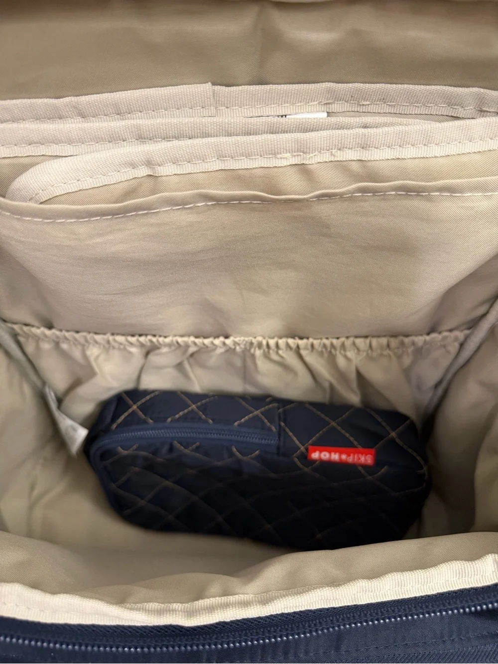Skip Hop Navy Quilted Backpack with Tan Accents